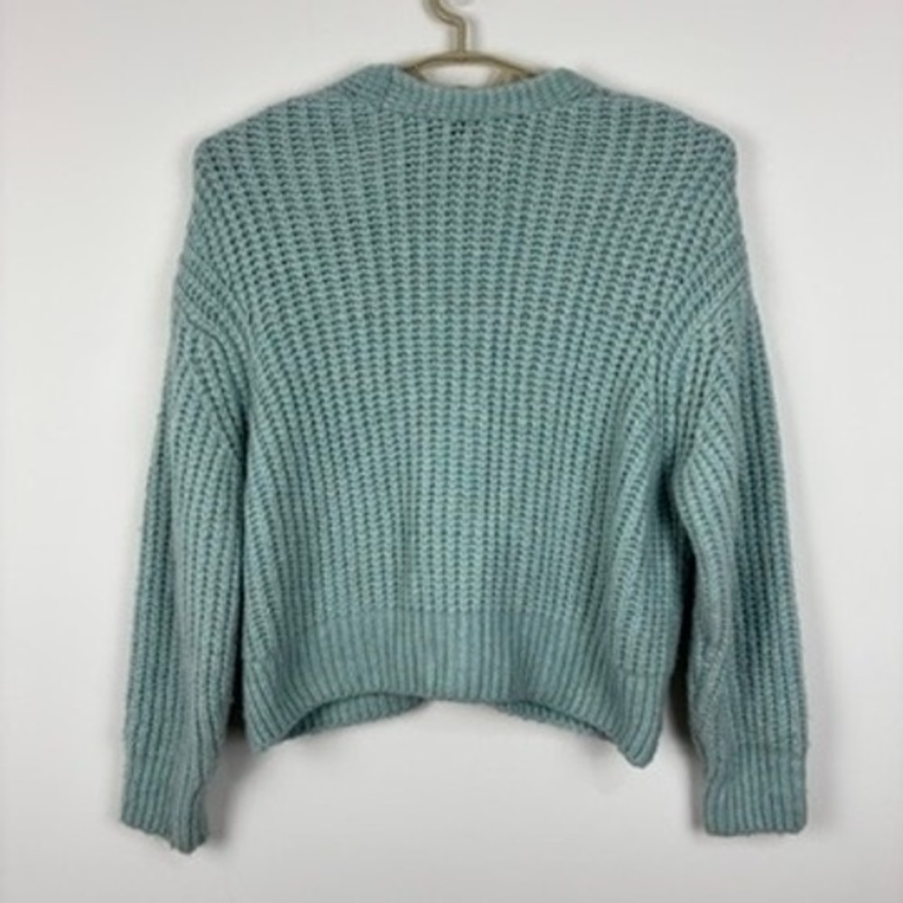 ZARA Blue Jewel Button Chunky Slouchy Cardigan Cropped Small oversized cropped - Picture 2 of 10